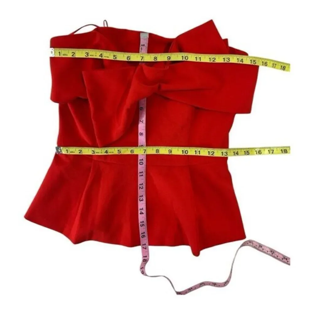Adelyn Rae Red Strapless Peplum Top Bow sz‎ Small